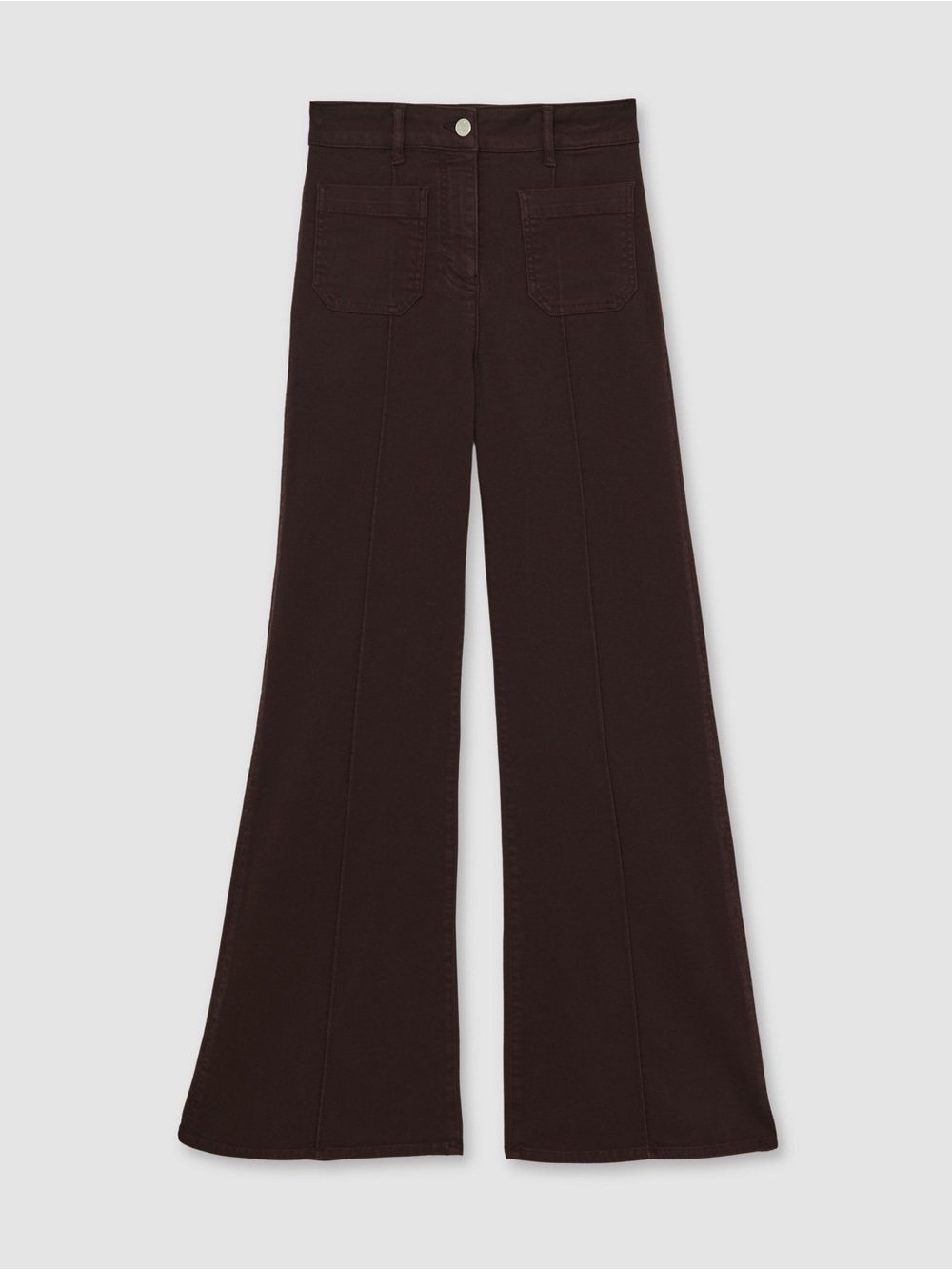 Reiss Sakura Patch-Pocket Flared Jeans in Burgundy 26R - Picture 2 of 7